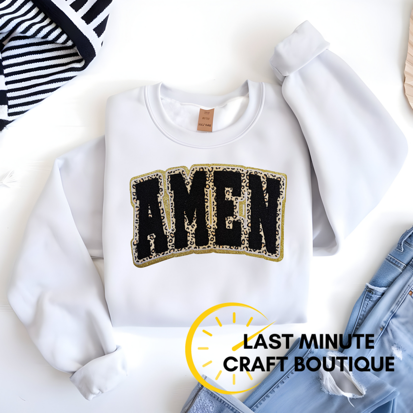 "Amen" patch- Crewneck