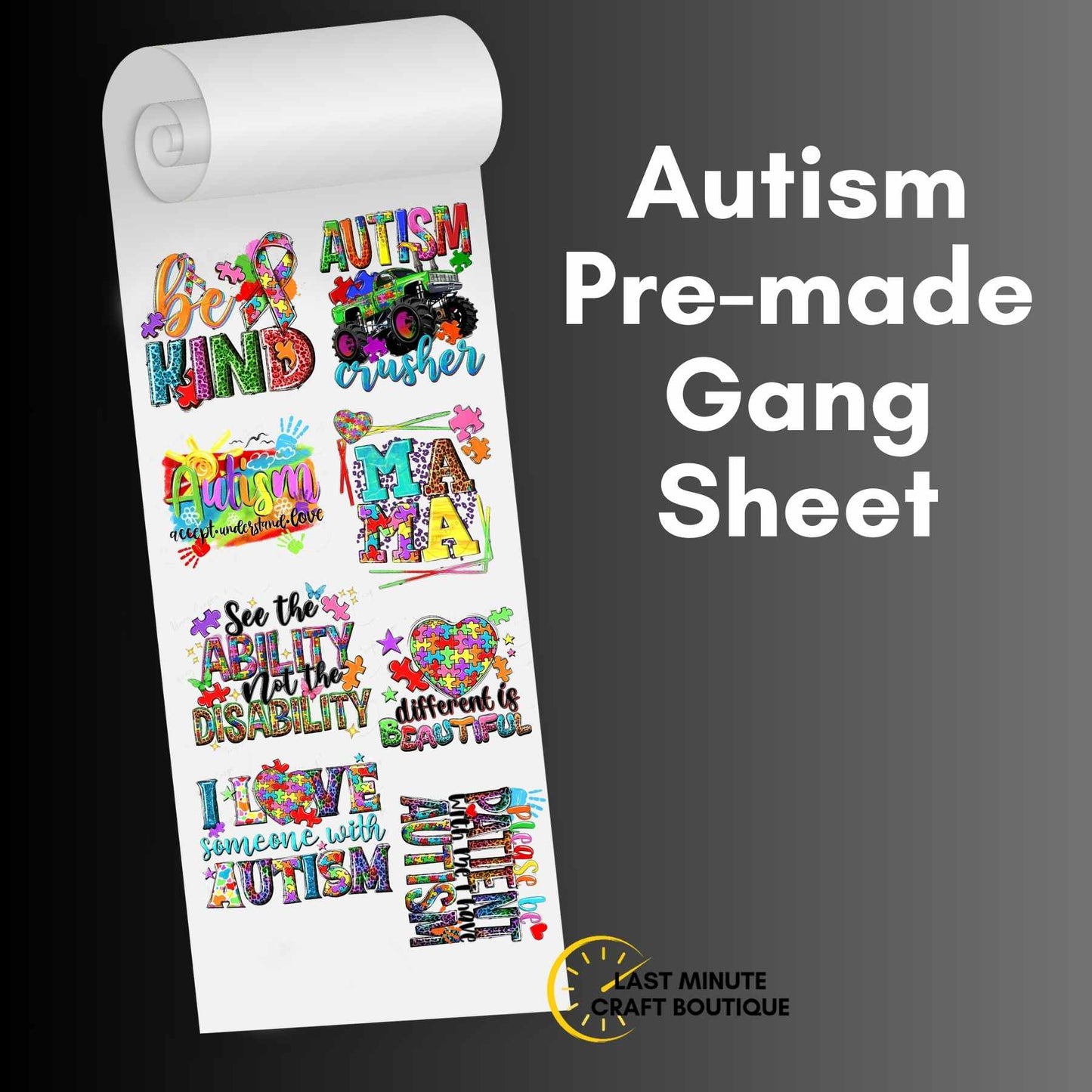 Autism Awareness Pre-made Gang Sheet