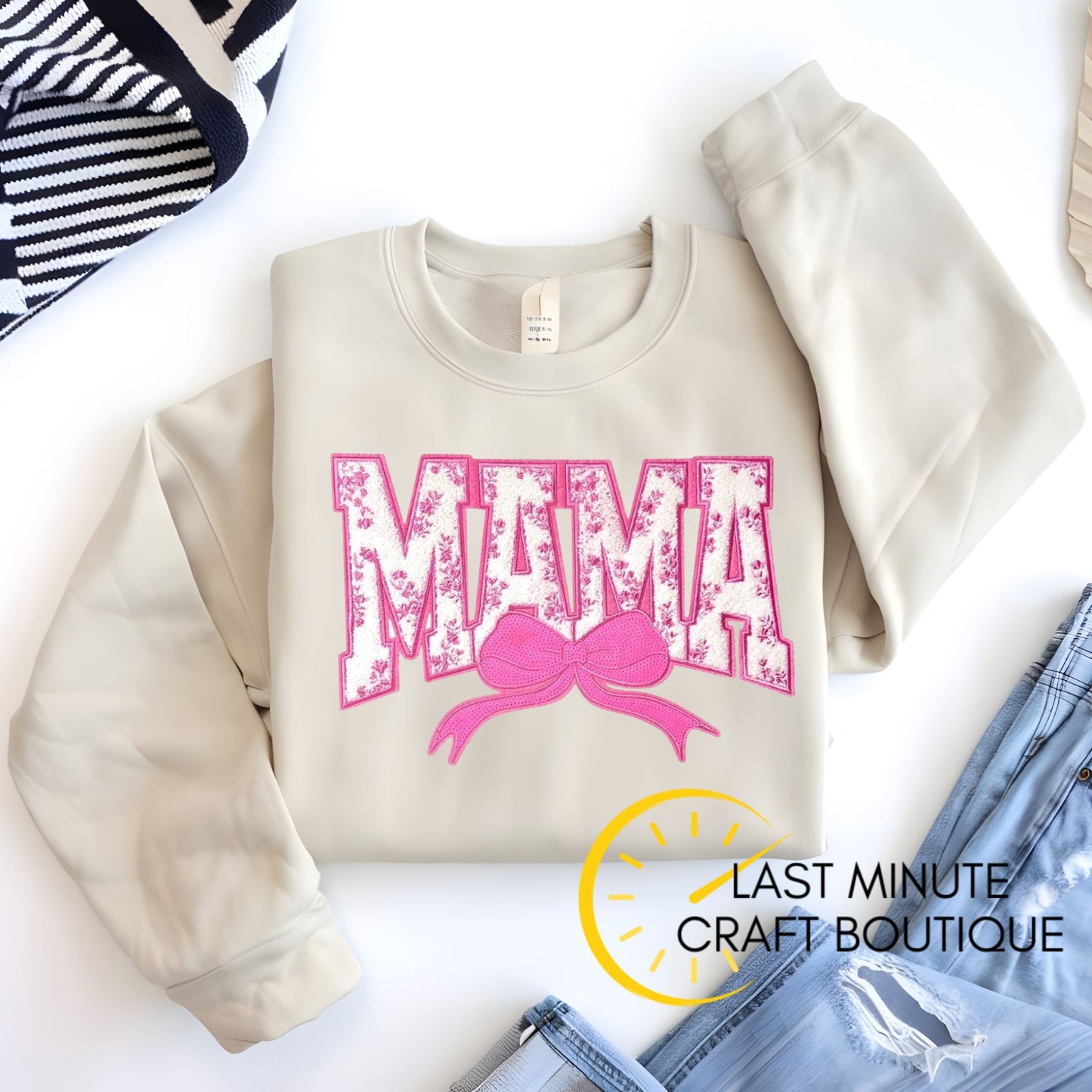 Crewneck with MAMA patch (pink)