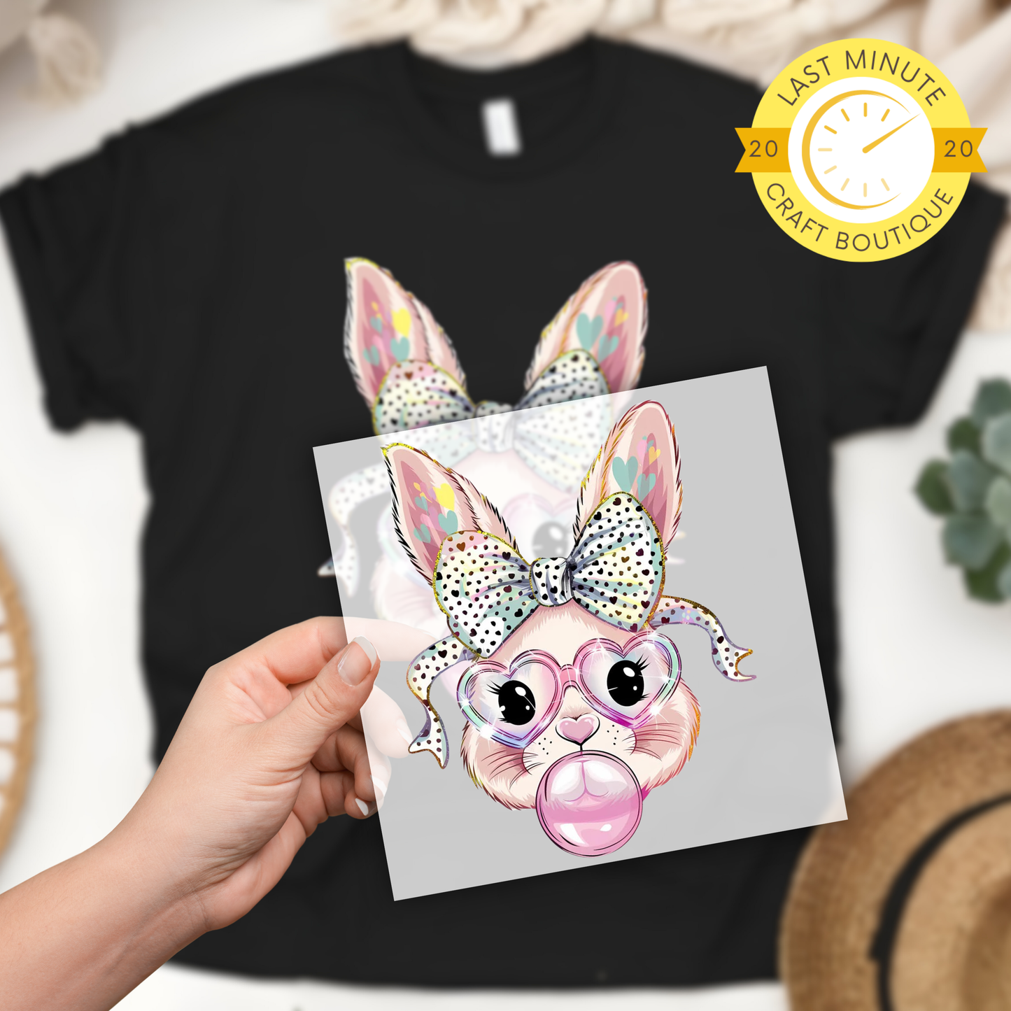 Easter Bubble Gum Bunny DTF Transfer- Adult