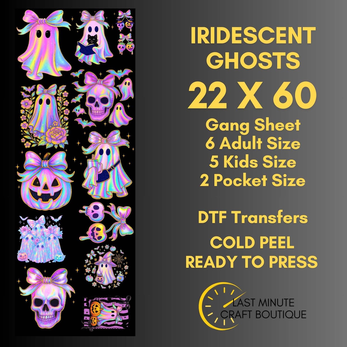 Iridescent Ghosts DTF Gang Sheet