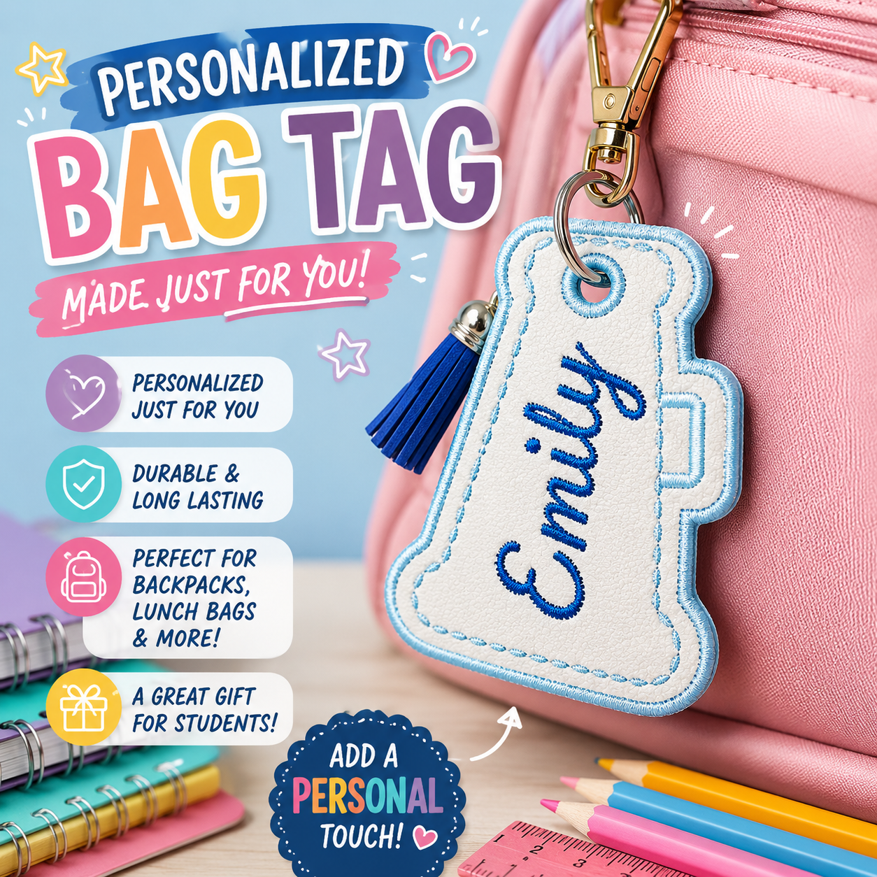 Embroidery- Cheer Bag Tag