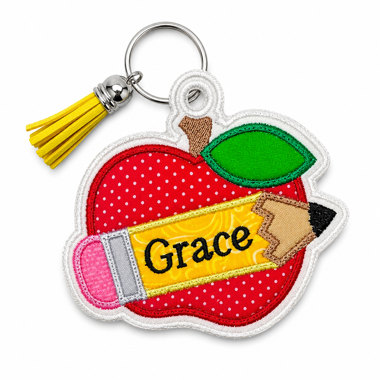 Embroidery- Apple Pencil Bag Tag