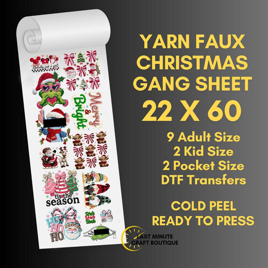 Pre-made Christmas Yarn Faux DTF Transfers