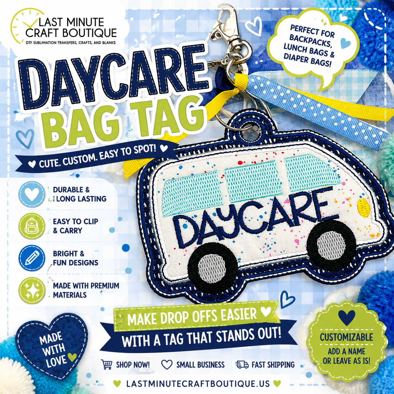 Embroidery- Daycare Bag Tag